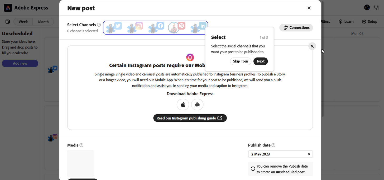How to schedule social media posts with Adobe Express