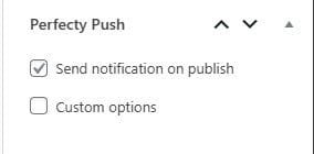 push notification option in the sidebar of post editor page.