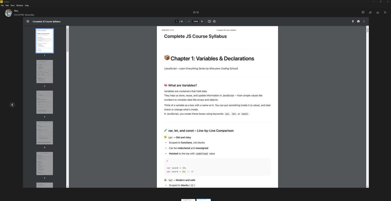 in App document reading in Arattai